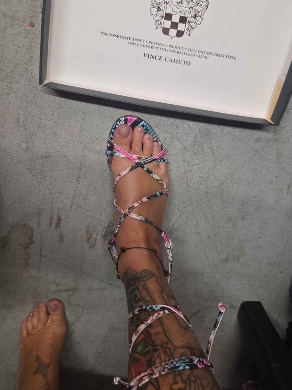 Vince Camuto Pink Multi Snake-Print Wrap Sandal